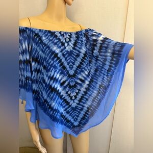 Dress Barn blue tie dye off the shoulder blouse. Sz.M